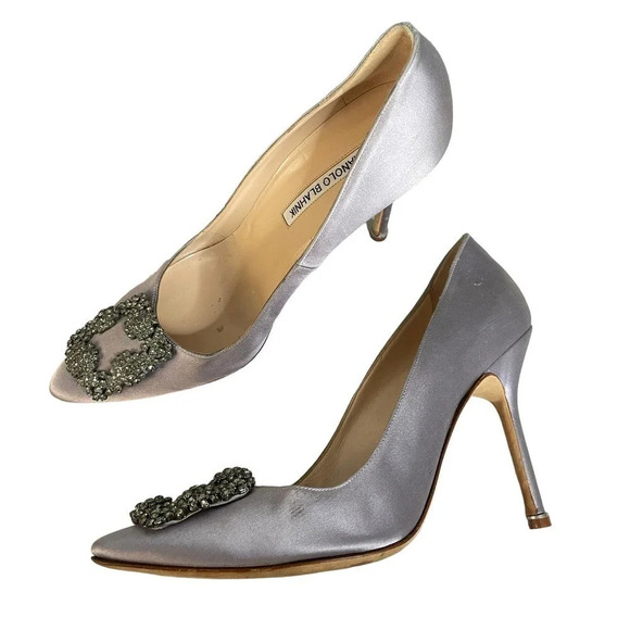 Manolo Blahnik Hangisi Satin Pump Lilac Purple Size 9 - Picture 6 of 13
